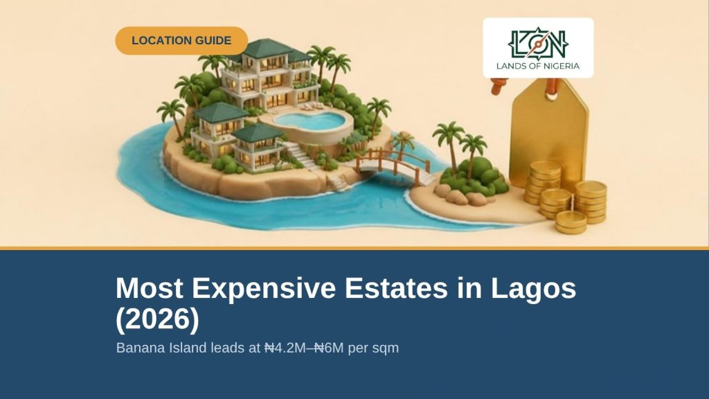 Most Expensive Estates in Lagos (2026) — Lands of Nigeria location guide cover