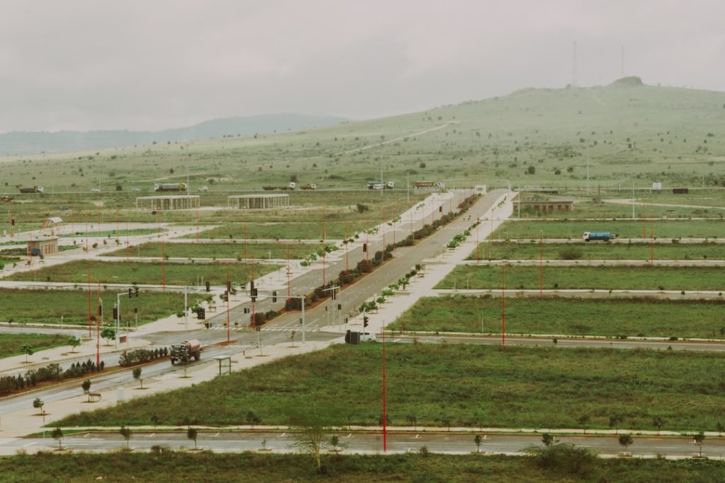 Aerial view of cleared residential land plots along the Ibeju-Lekki corridor in Lagos, 2026