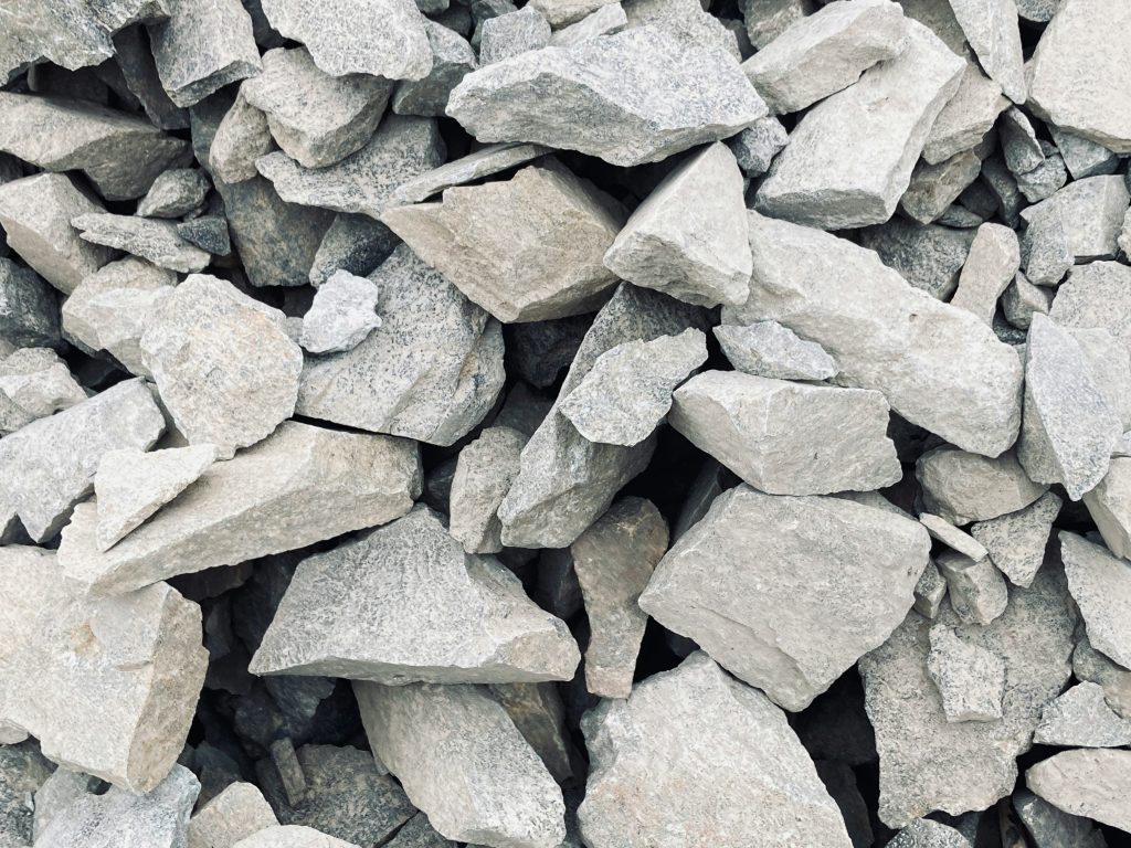 Heap of crushed granite aggregate on a Nigerian building site, used for concrete when building a house