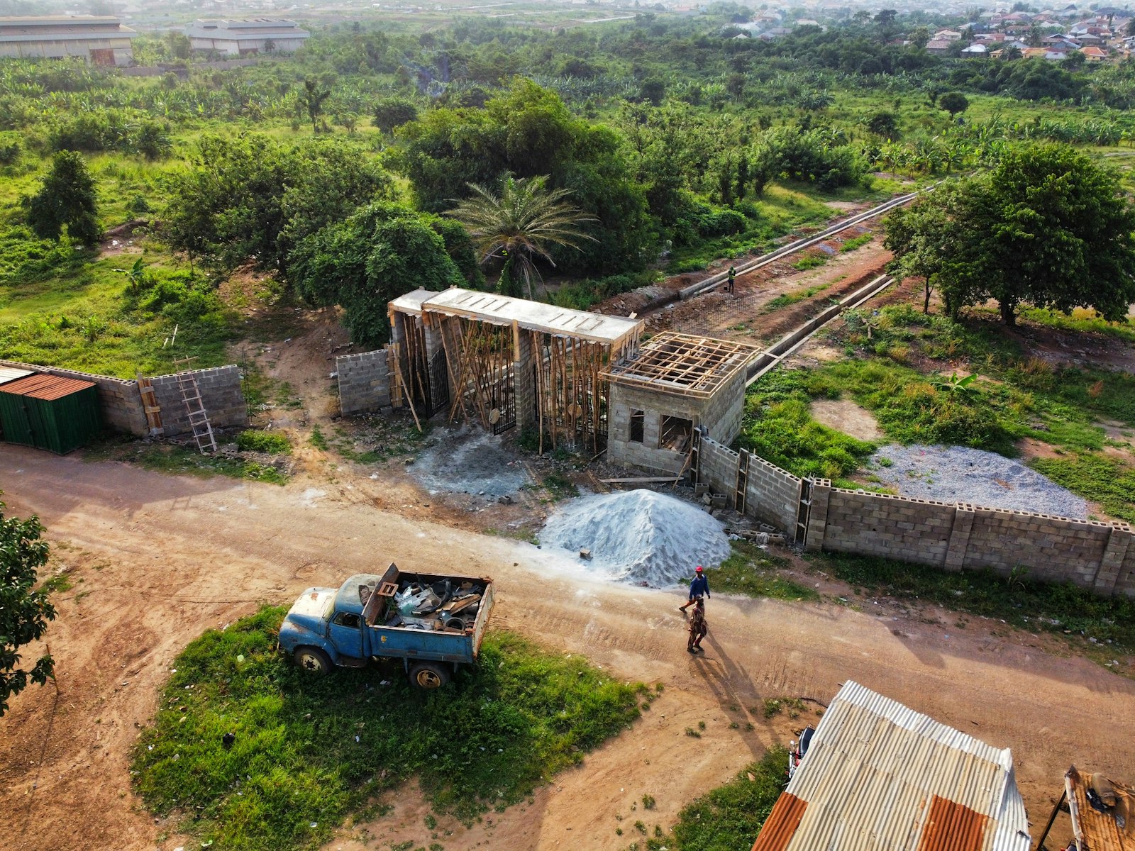 Perimeter fence and gatehouse going up on a plot of land in Nigeria