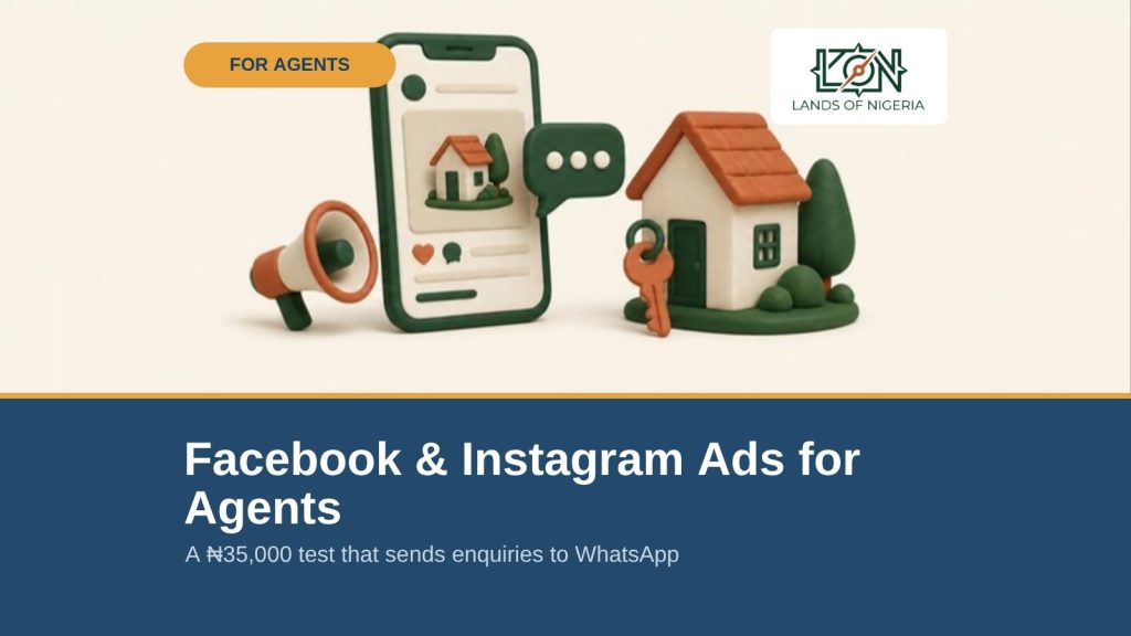 Facebook and Instagram Ads for Estate Agents in Nigeria — Lands of Nigeria For Agents cover (AI illustration)