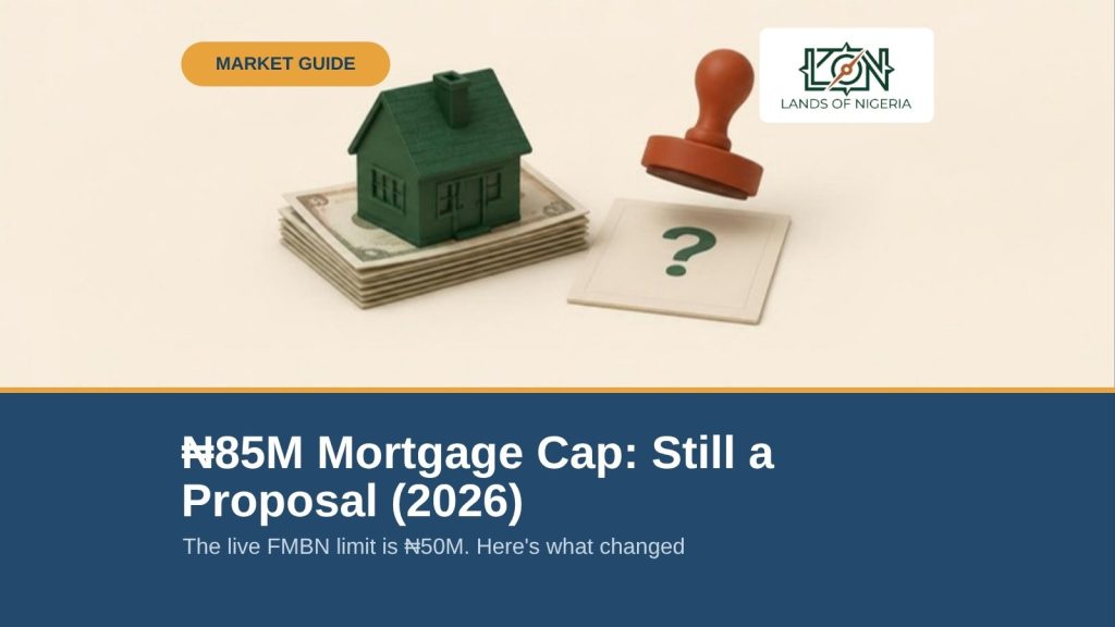 The ₦85M Mortgage Cap Is Still a Proposal (2026) — Lands of Nigeria MARKET GUIDE cover