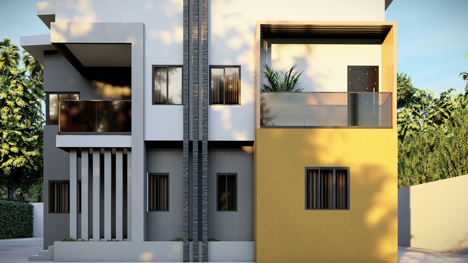 Two-storey residential building with balconies in Nigeria